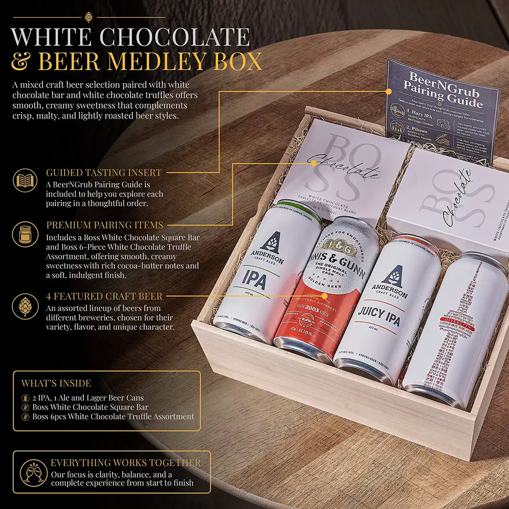 White Chocolate & Beer Medley Box