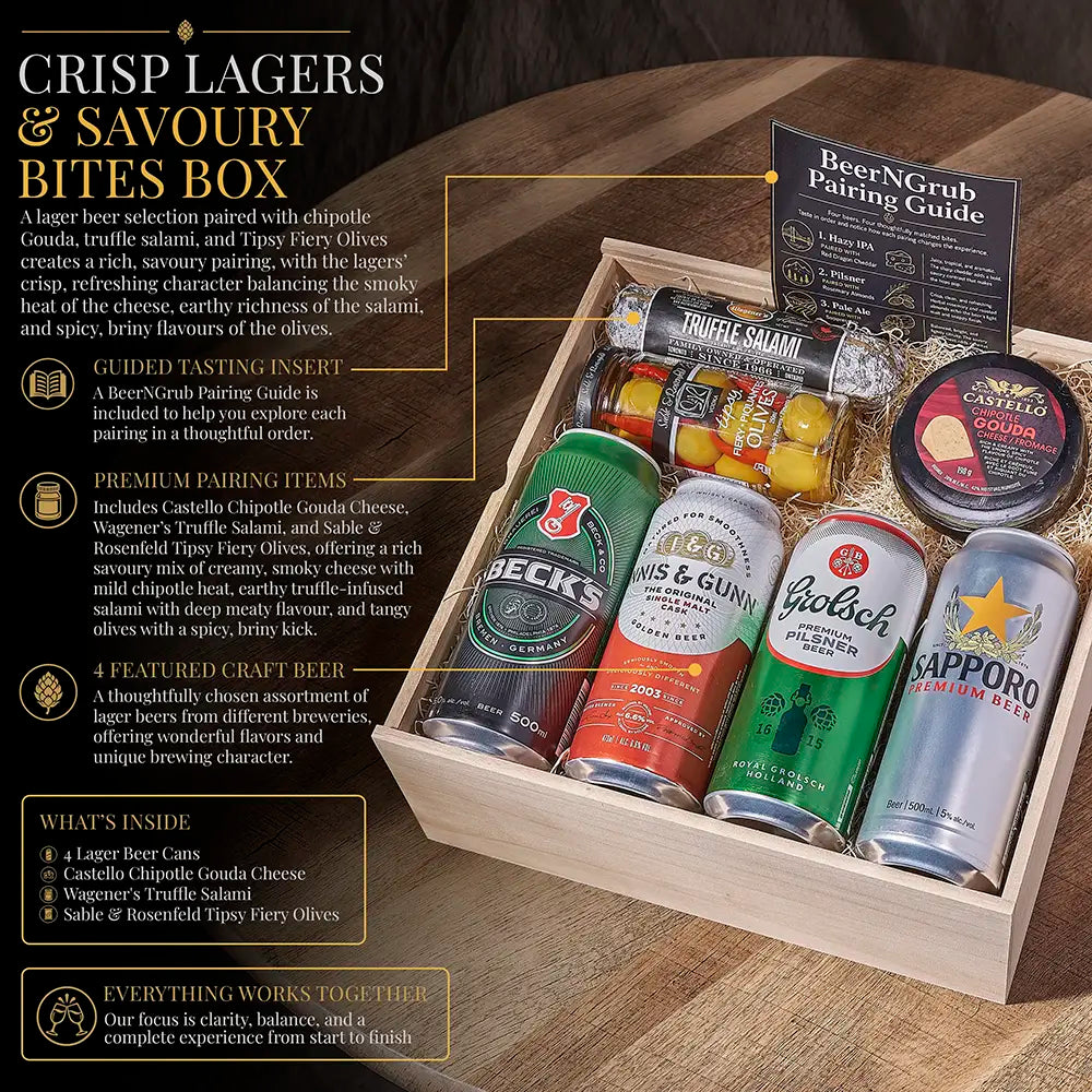 Crisp Lagers & Savory Bites Box