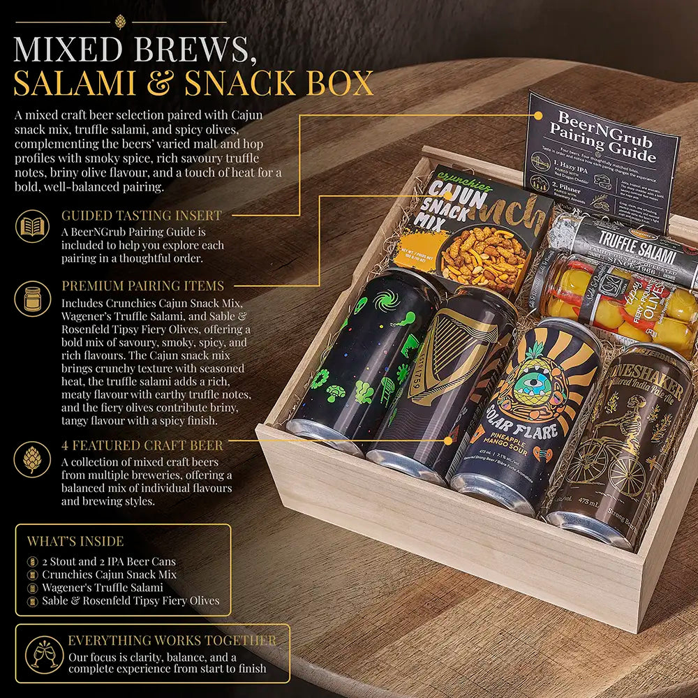 Mixed Brews, Salami & Snack Box
