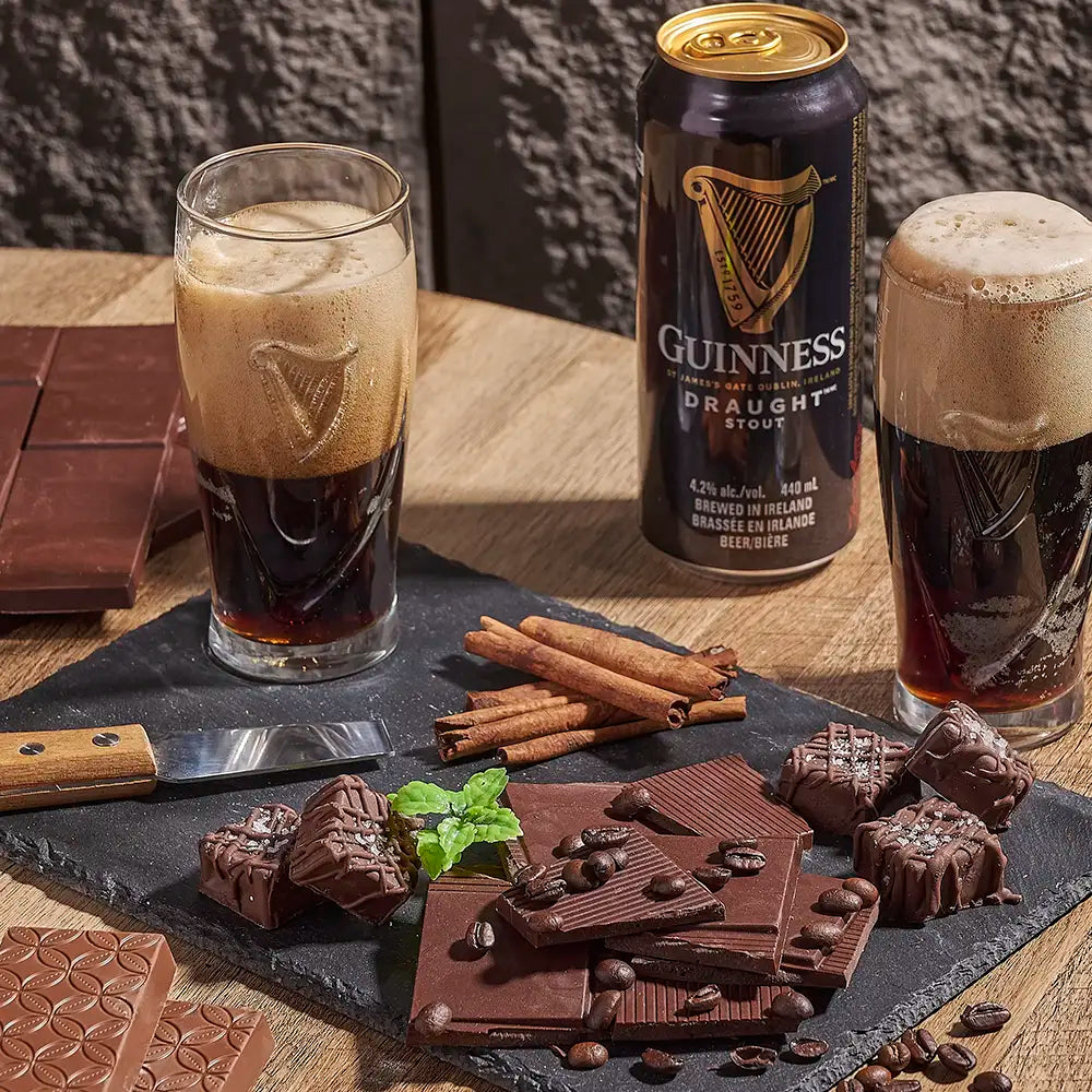 Open beer club box with craft beer and gourmet snack pairings